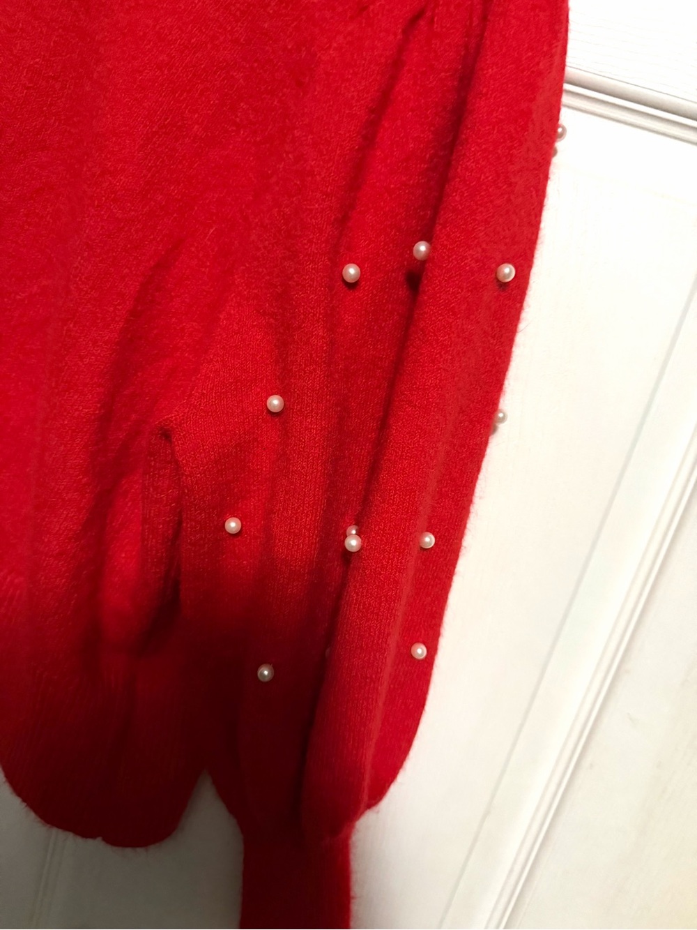 CeCe Red Pearl-Accent Crewneck Sweater - Picture 3 of 6
